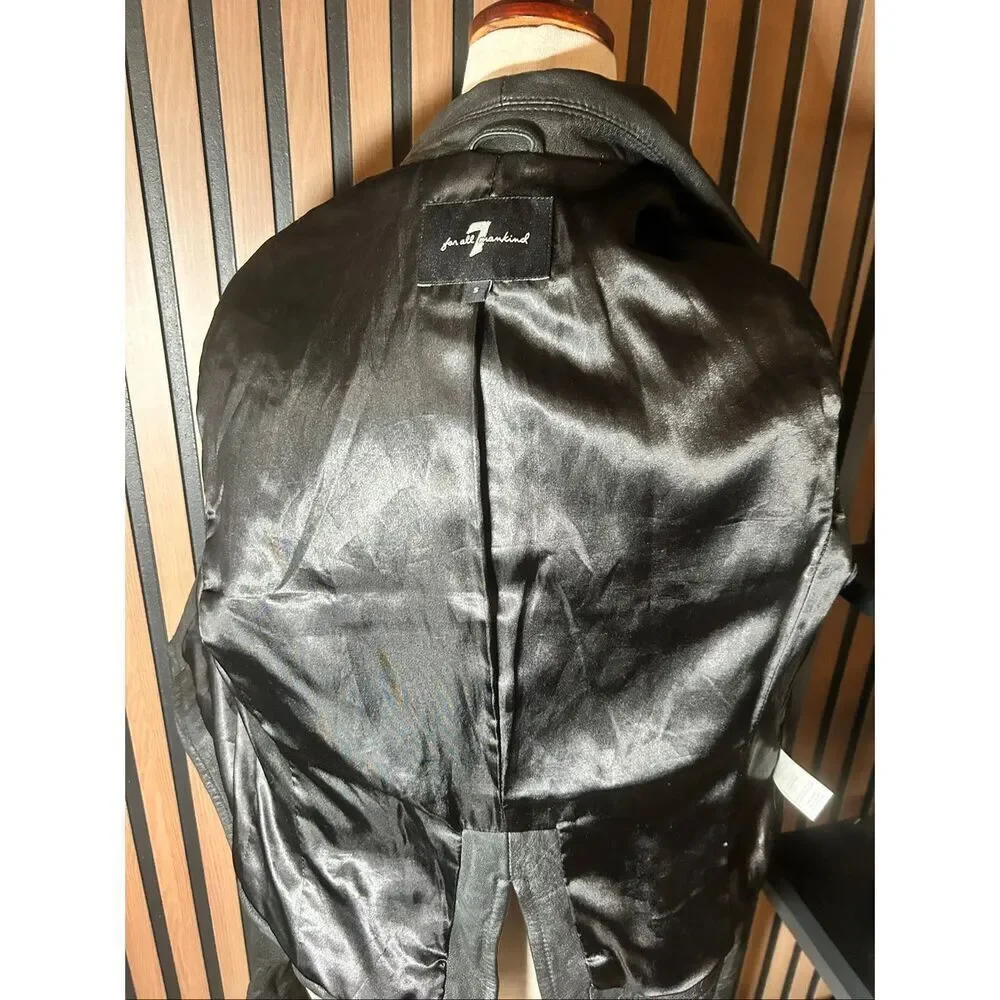 7 For all Mankind Women Rumble Leather Jacket  Size S black moto style short